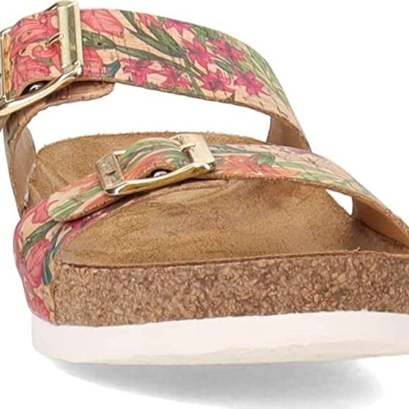 NEW HAFLINGER Andrea Two Band Footbed Comfort Sandals cork multi for women 563tn - Picture 8 of 10